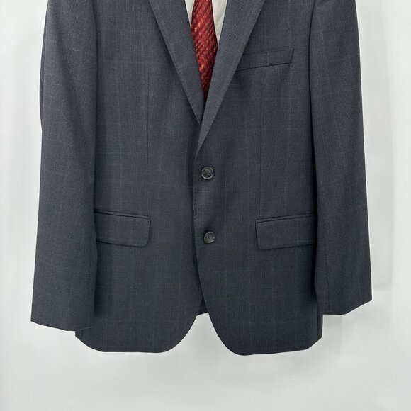 HUGO BOSS jacket blazer sport coat james4/sharp6 100% wool glen plaid gray 40R - Picture 4 of 10